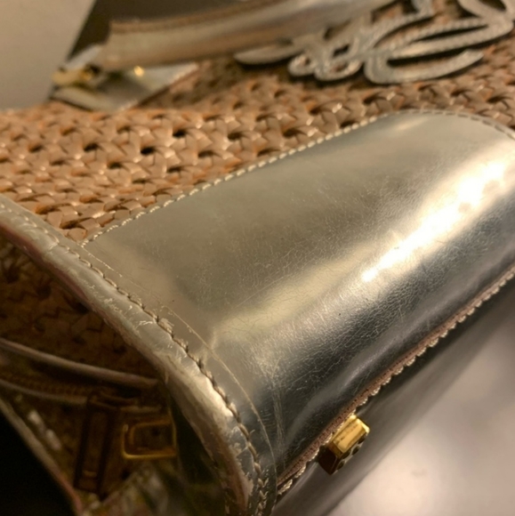 🍦LOEWE Amazona 28 Hand Bag Braided Leather Mesh Type Silver Limited 24081 - Picture 9 of 11